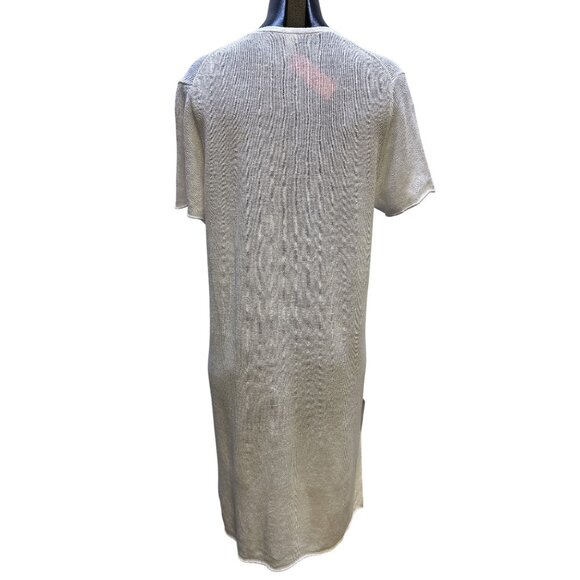 Eileen Fisher Light Gray Open-Front Short Sleeve Linen Cardigan Size M - Picture 2 of 9